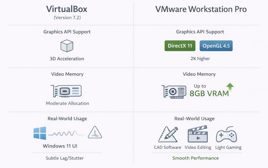 VMware Vs VirtualBox Complete 2026 Comparison Guide Graphics And Visual Experience 